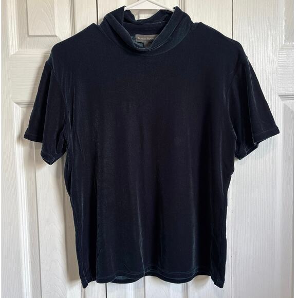 Vintage Banana Republic Blue Green Mock Neck Velour Top Large - Picture 1 of 6